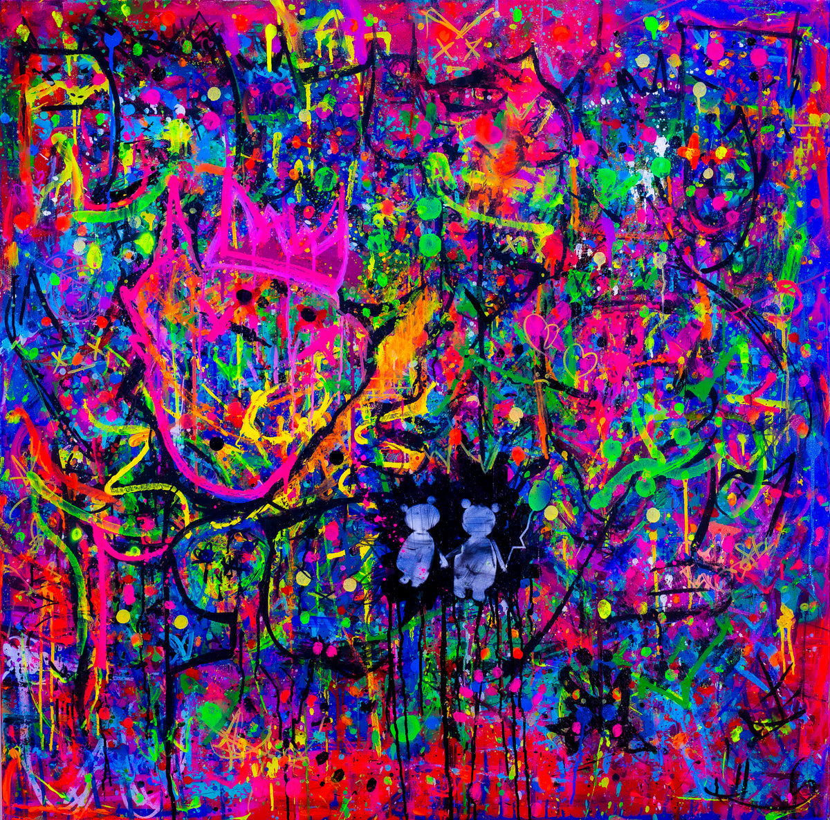 Sad Love Bears - Kodama Bebop Analog Original Painting