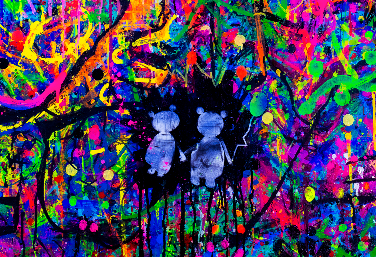 Sad Love Bears - Kodama Bebop Analog Original Painting