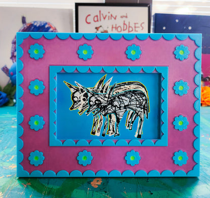 Korok Frame - Marigold Edition - Blue flowers, Pink face, Yellow Dots