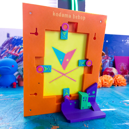 Korok Frame - Marigold Edition - Pink Flowers, DARK Blue face, Yellow Dots