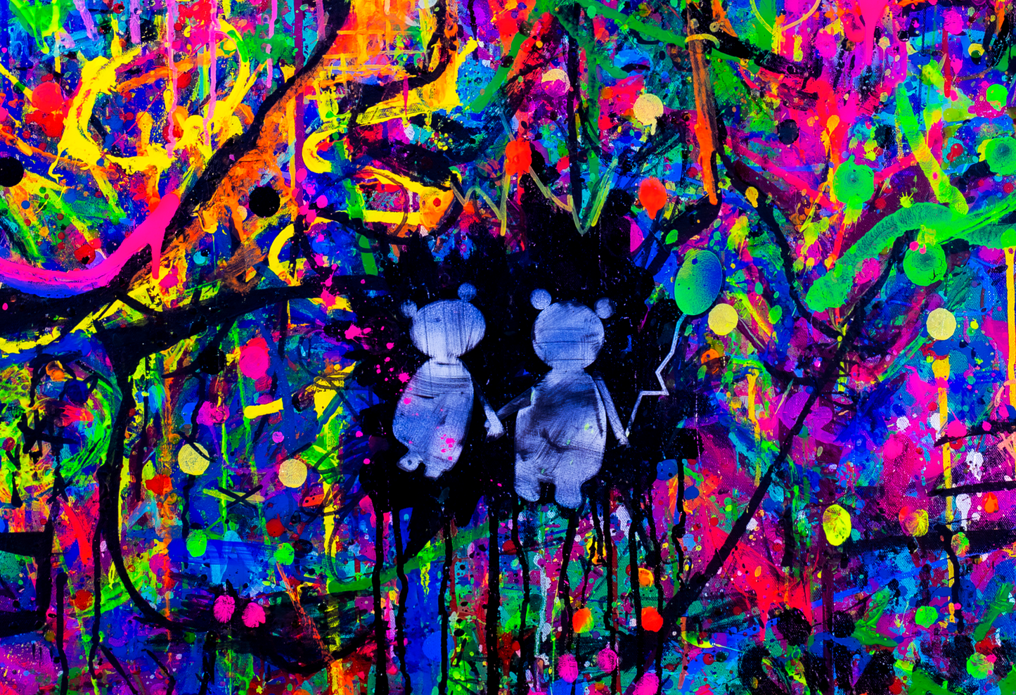 Sad Love Bears - Kodama Bebop Analog Original Painting