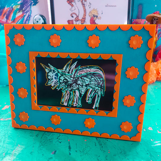 Korok Frame - Marigold Edition - Orange Flowers, LIGHT Blue face, Yellow Dots